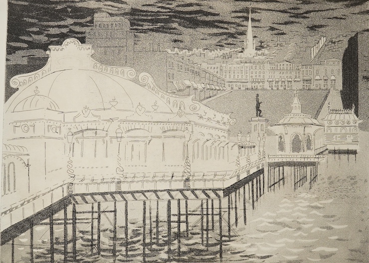 Piper, John - Brighton Aquatints. Twelve original aquatints of modern Brighton with short descriptions by the artist, and an introduction by Lord Alfred Douglas. Limited Edition (of 200 copies). the monochrome prints wit